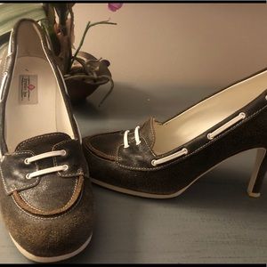 Kristen Lee stiletto boatshoes vintage.  Brown 8.5